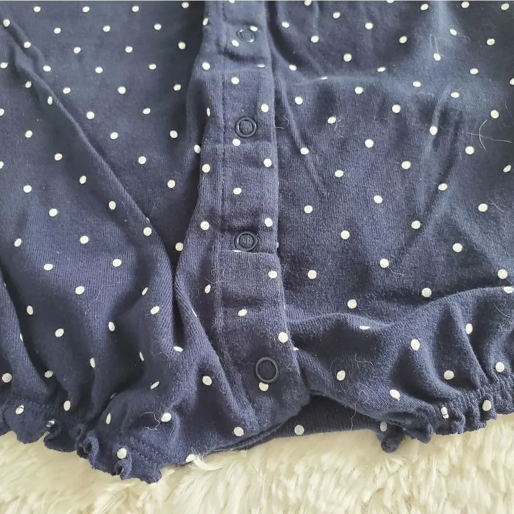 Carter's Baby Girl's Size 18M Navy Blue and White Polka Dot Romper